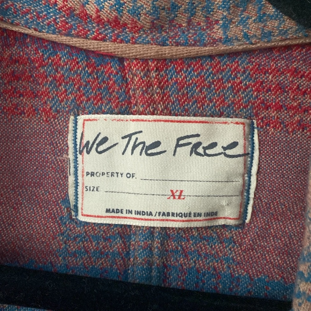Free People Plaid Shacket in Red, Pink, Blue and Tan - Picture 3 of 7